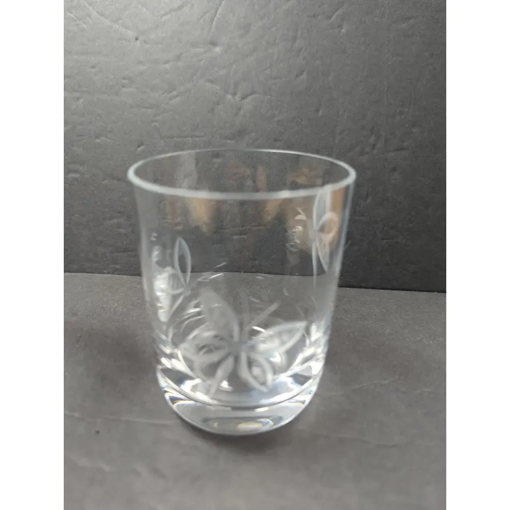 VTG‎ Glass Tumble Up Etched ButterfliesPitcher &Glass Bedside Water Carafe 7 IN